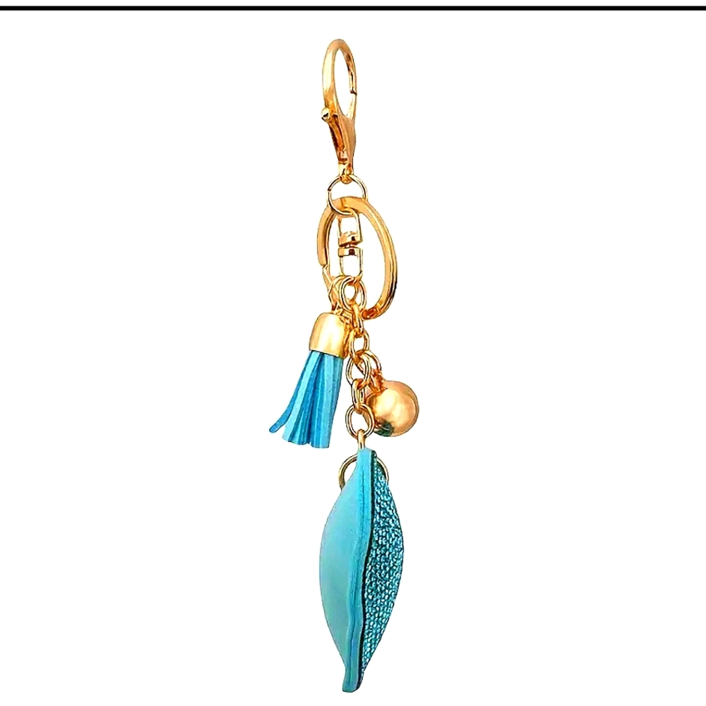 🩵Bling Puffy Rhinestone Blue Heart Keychain/Purse Charm 🩵 - Picture 2 of 3